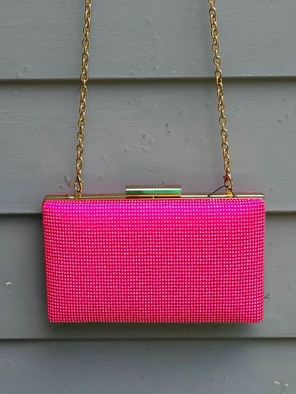 Kurt Geiger Pink Crystal Box Clutch NWT